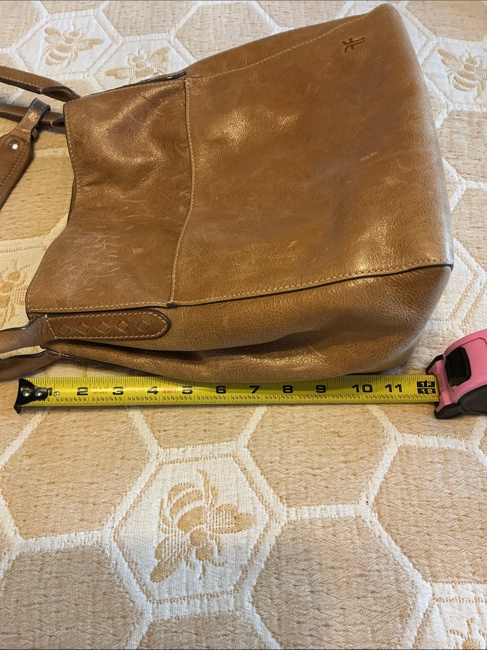 FRYE DISTRESSED LEATHER BUCKET BAG - Picture 7 of 9